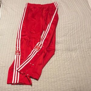 Adidas Red Snap Track Pants with White Accents